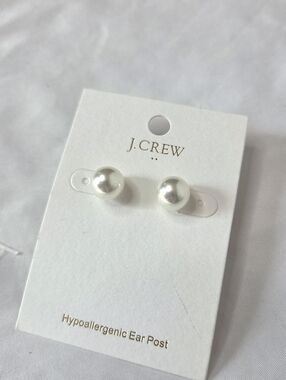 J. Crew Pearl Ball Stud Earrings in White Pearl